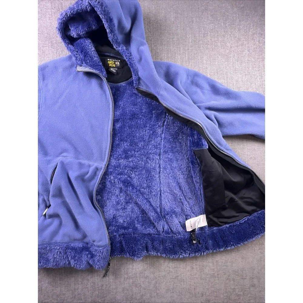 Mountain Hardware Fleece Jacket Women's L Deep Pile‎ Sherpa Cuffs Lining Blue